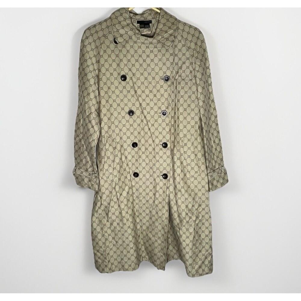 ZARA Chic Patterned Trench Coat Minimal Luxury Look Women’s  Sz Medium Y2K 40” L